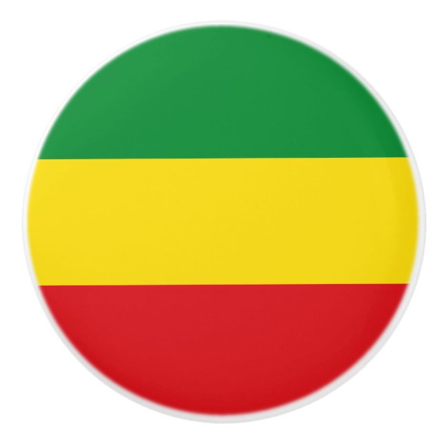 Bouton De Porte En Céramique Drapeau rastafarien Rasta Ethiopie (Devant)