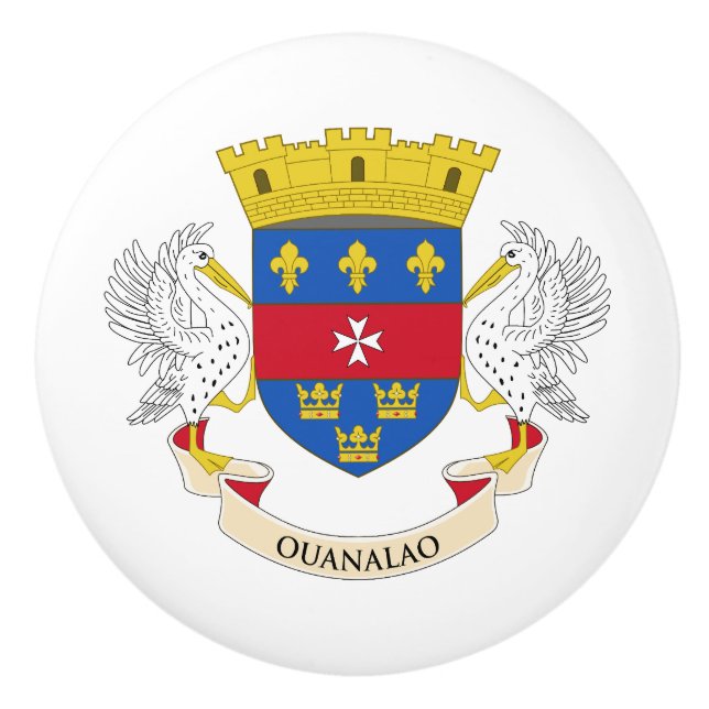 Bouton De Porte En Céramique Drapeau Saint-Barthélemy (Devant)