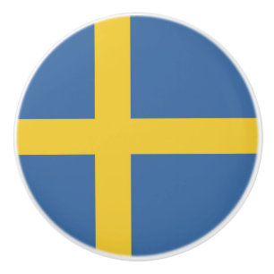 Bouton De Porte En Céramique Drapeau suédois