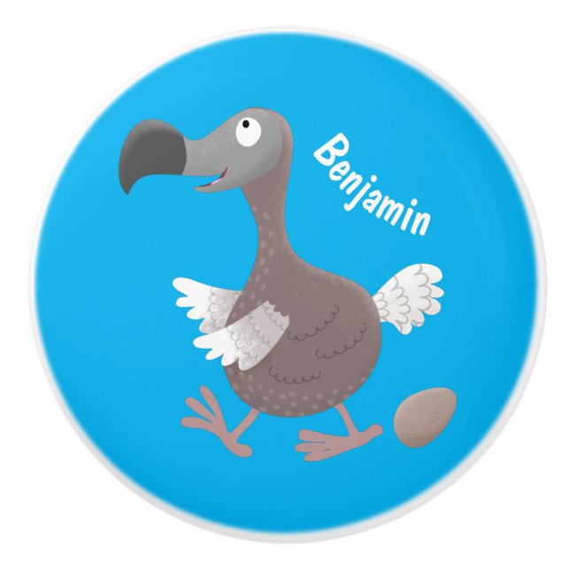 Bouton De Porte En Céramique Drôle dessin animé d'oiseau de dodo (Devant)