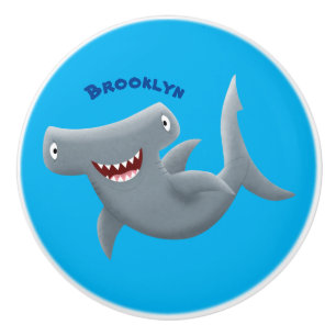 Bouton De Porte En Céramique Drôle mignon requin marteau dessin animé