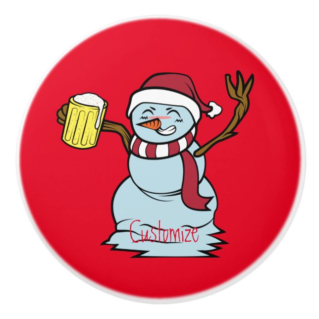 Bouton De Porte En Céramique Drunk Snowman Thunder_cove (Devant)