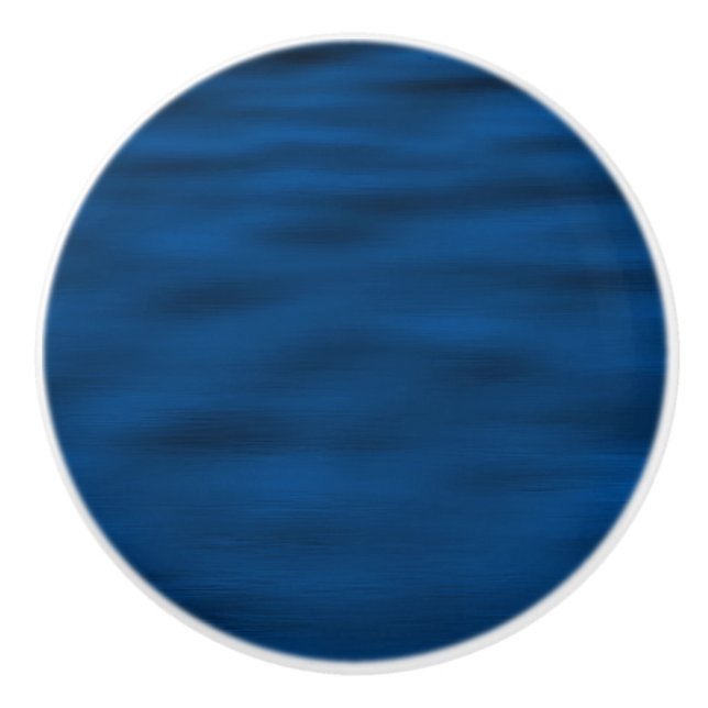 Bouton De Porte En Céramique Eau Bleue Foncé Ondes (Devant)