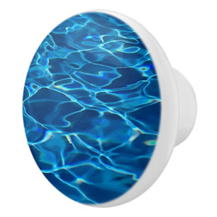 Bouton De Porte En Céramique Eau de la piscine bleu foncé