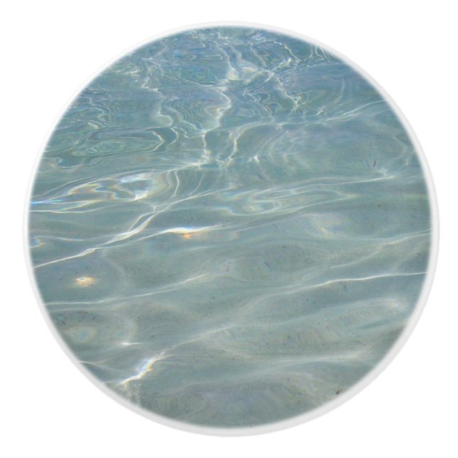 Bouton De Porte En Céramique Eau des Caraïbes Bleu Abstrait Nature (Devant)