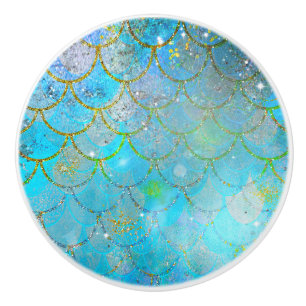 Bouton De Porte En Céramique Échelles assez iridescentes de sirène de