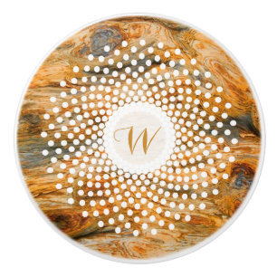 Bouton De Porte En Céramique Écorce en bois Brown Texture et cercle blanc