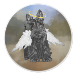 Bouton De Porte En Céramique Écossais Terrier Angel