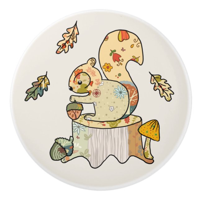 Bouton De Porte En Céramique Écureuil (Devant)