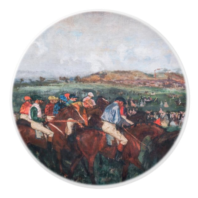 Bouton De Porte En Céramique Edgar Degas - Course des hommes (Devant)