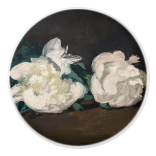 Bouton De Porte En Céramique Edouard Manet - Branche des pivoines blanches, sec