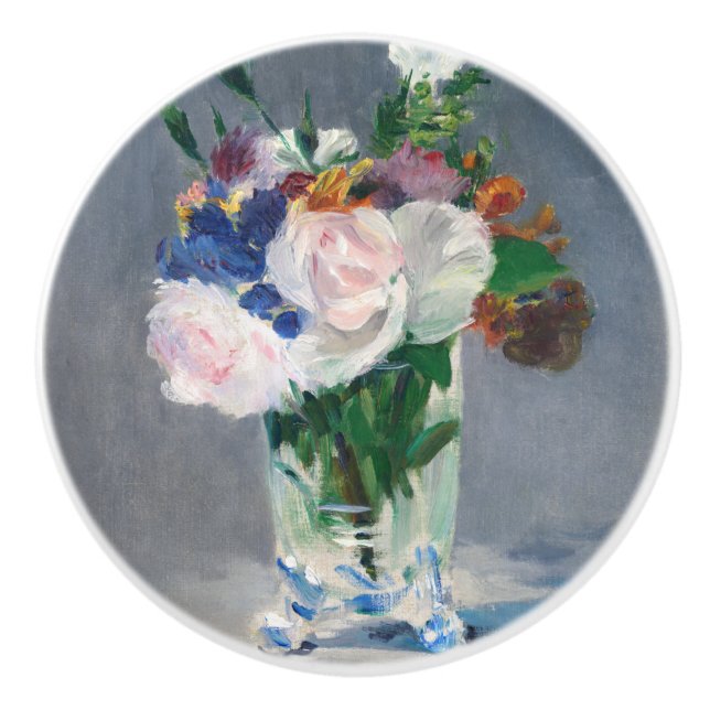 Bouton De Porte En Céramique Edouard Manet - Fleurs dans un Vase de Cristal (Devant)