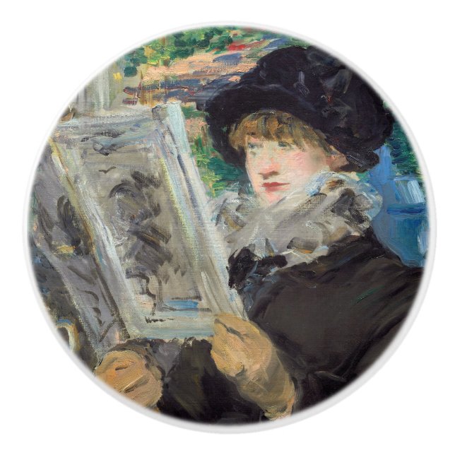 Bouton De Porte En Céramique Edouard Manet - Lecture Femme (Devant)