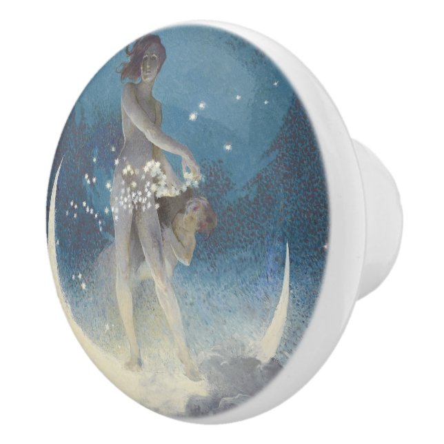 Bouton De Porte En Céramique Edwin Blashfield Étoiles Scatting Art Nouveau (Droite)