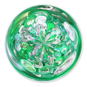 Bouton De Porte En Céramique Effet de bulles de cristaux en verre vert