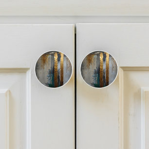 Bouton De Porte En Céramique Élégance moderne Or Abstrait