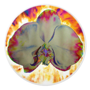 Bouton De Porte En Céramique Elégant boho abstrait aquarelle orchidée peinture