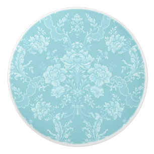 Bouton De Porte En Céramique Élégant Chic Floral Chic Damask-Mint