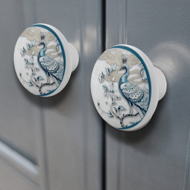 Bouton De Porte En Céramique Elegant Crowned Peacock Ceramic Knob (Créateur téléchargé)