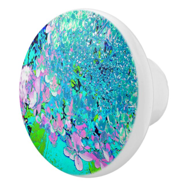 Bouton De Porte En Céramique Élégant Limelight rose et bleu Hydrangea (Droite)
