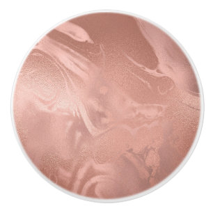 Bouton De Porte En Céramique Élégant look de marbre doré rose en cuivre moderne
