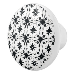 Bouton De Porte En Céramique Élégant motif noir