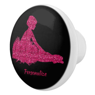 Bouton De Porte En Céramique Elégant Parties scintillant rose Ballerina Danseus