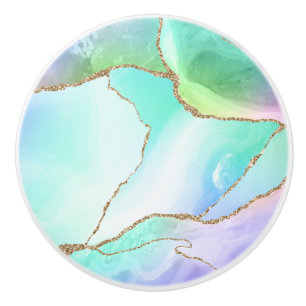 Bouton De Porte En Céramique Elégant Rainbow Pastel Geode Agate Geode Grey