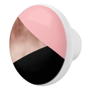 Bouton De Porte En Céramique élégant rose géométrique moderne or rose noir