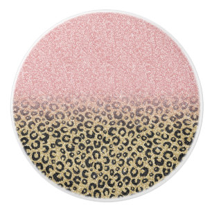 Bouton De Porte En Céramique Élégant Rose Parties scintillant or Empreinte de