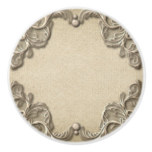 Bouton De Porte En Céramique Élégant Vintage Rustique Burlap dentelle Western G