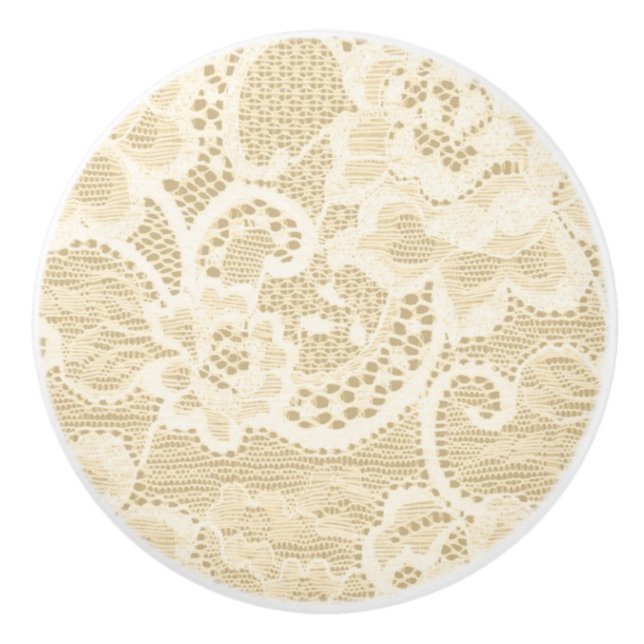 Bouton De Porte En Céramique Elégante dentelle Vintage rustique pays romantique (Devant)