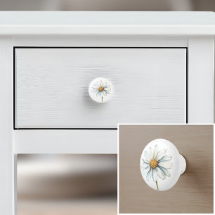 Bouton De Porte En Céramique Élégante ferme de campagne marguerite blanche