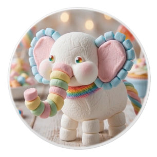 Bouton De Porte En Céramique Éléphant en guimauve fantaisiste et bonbons pastel