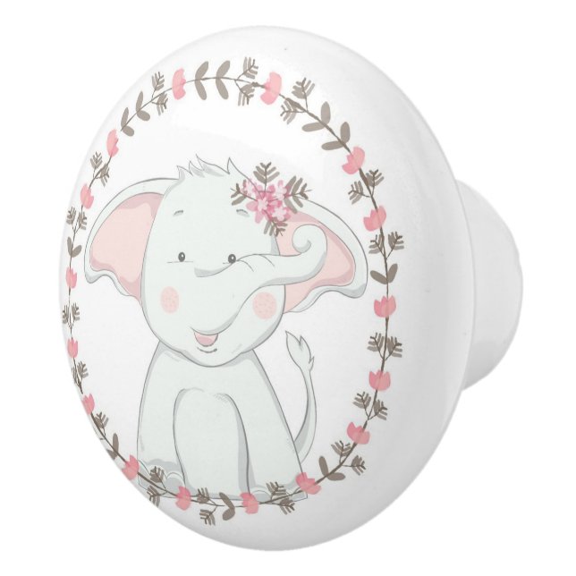 Bouton De Porte En Céramique Eléphant mignon (Droite)