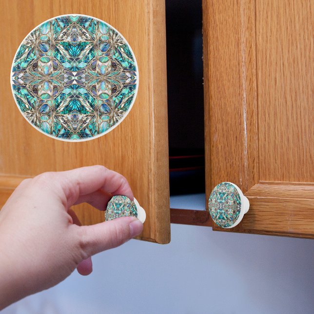 Bouton De Porte En Céramique Ellegant Abalone et Argent (Créateur téléchargé)