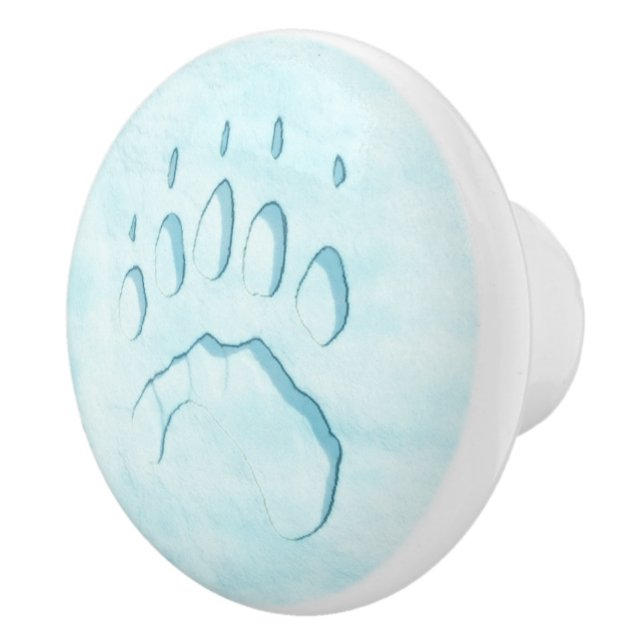 Bouton De Porte En Céramique Empreinte de patte d'ours polaire (Droite)