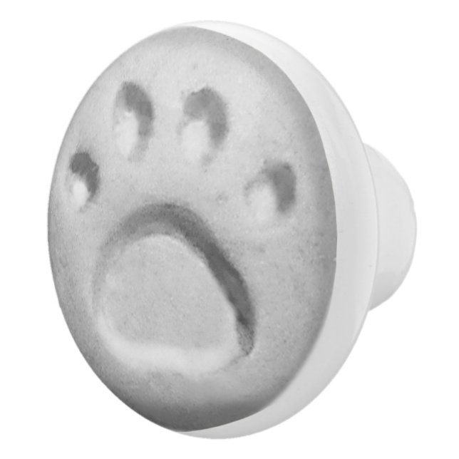 Bouton De Porte En Céramique Empreintes de pattes de chien gris (Droite)