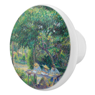 Bouton De Porte En Céramique Enfants attablés dans le jardin Camille Pissarro