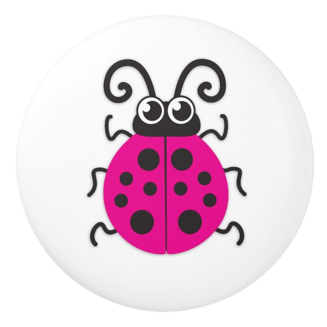 Bouton De Porte En Céramique Enfants rose coccinelle coccinelle coccinelle inse (Devant)