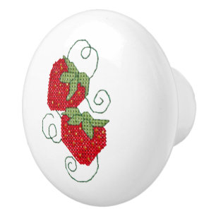 Bouton De Porte En Céramique Épinglette croisée de fraises