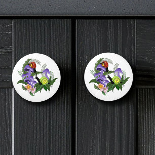 Bouton De Porte En Céramique Escargots cubains champignons violets