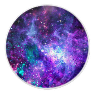Bouton De Porte En Céramique Espace violet Galaxie Cosmique Espace Turquoise Ci