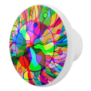 Bouton De Porte En Céramique Esquisse Imaginaire Art - Neon Abstrait Maj 1