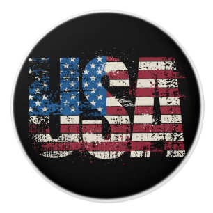 Bouton De Porte En Céramique Etats-Unis gruner la conception de texte avec drap