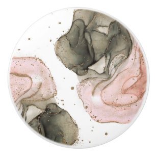 Bouton De Porte En Céramique Ethereal Moody Black Gold Inky Imaginaire Glam