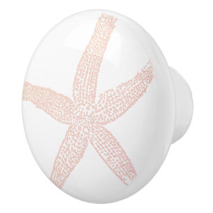 Bouton De Porte En Céramique Étoile de mer rose pâle Décor nautique de plage