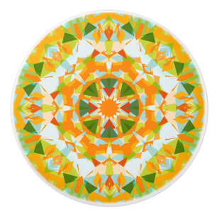 Bouton De Porte En Céramique Étoile verte orange brillante