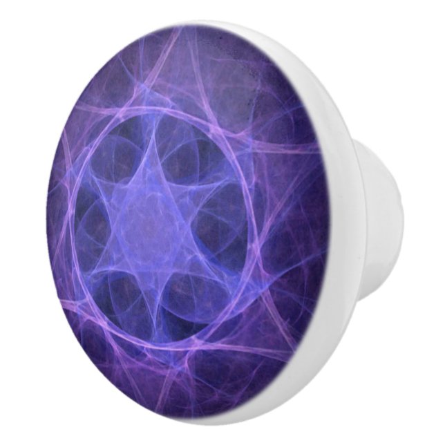 Bouton De Porte En Céramique Étoile Violette Fractée De David (Droite)