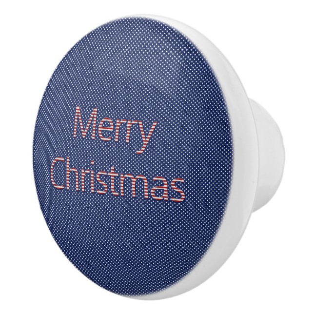 Bouton De Porte En Céramique Étoiles et rayures Motif Joyeux Noël (Droite)